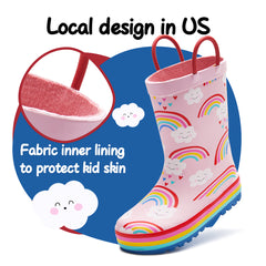 Rainbow Cloud Waterproof Pink Rubber Rain Boots - MYSOFT