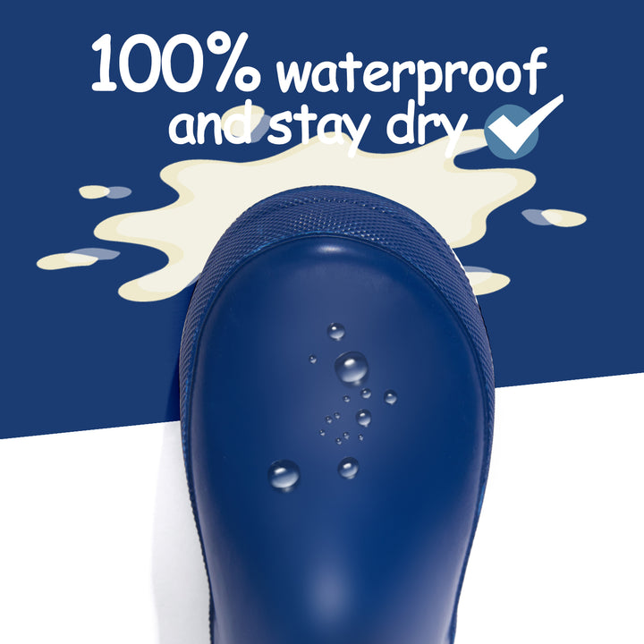 Solid Navy Waterproof Rubber Rain Boots - MYSOFT