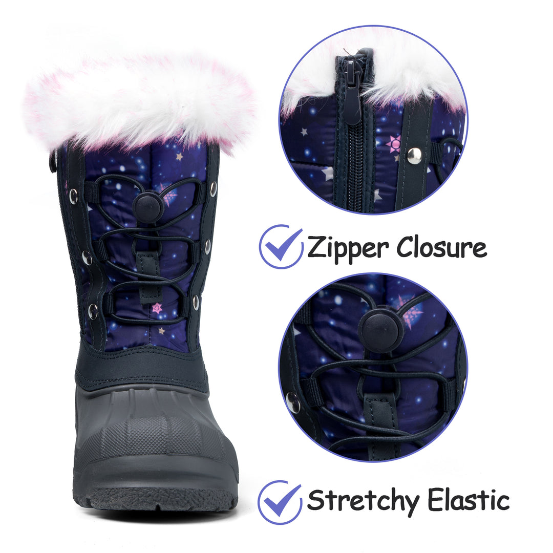 Blue Fur Collar Outdoor Sports Snow Boots - MYSOFT