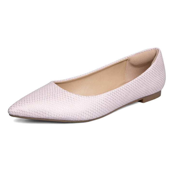 Pointed-toe Pink Leather Women's Flats