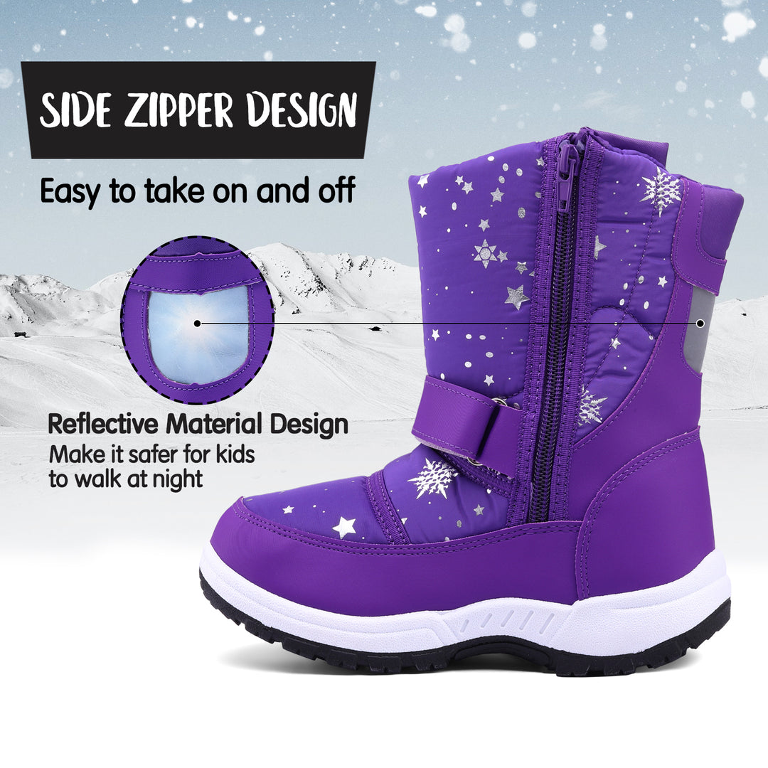 Purple Star Snowflake Warm Waterproof Snow Boots - MYSOFT