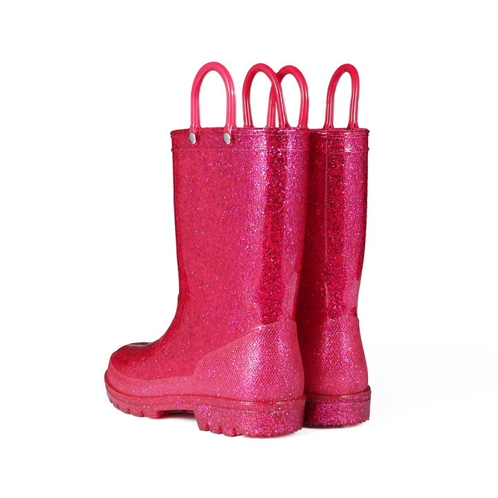 Red Glitter Waterproof Lighted Rain Boots - MYSOFT