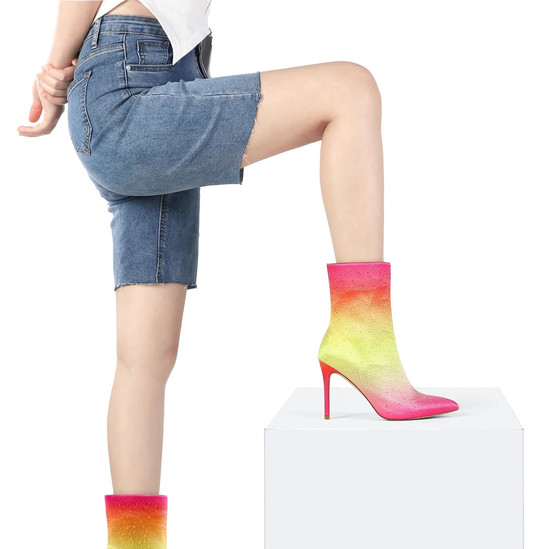 Mysoft Gradient Pointed Toe Stiletto Heel Boots