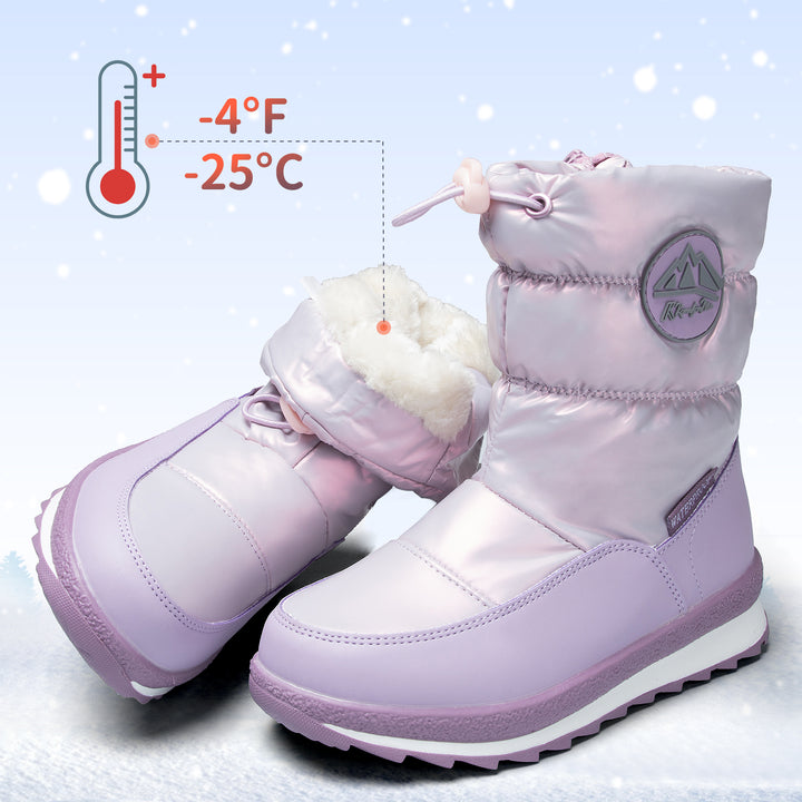 Pink/Purple/White Glossy Winter Waterproof Snow Boots - MYSOFT