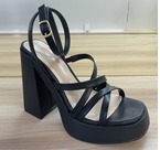 Women's Platform Heeled Sandals with Strappy Ankle Strap Square Open Toe for Wedding Work Party Dress