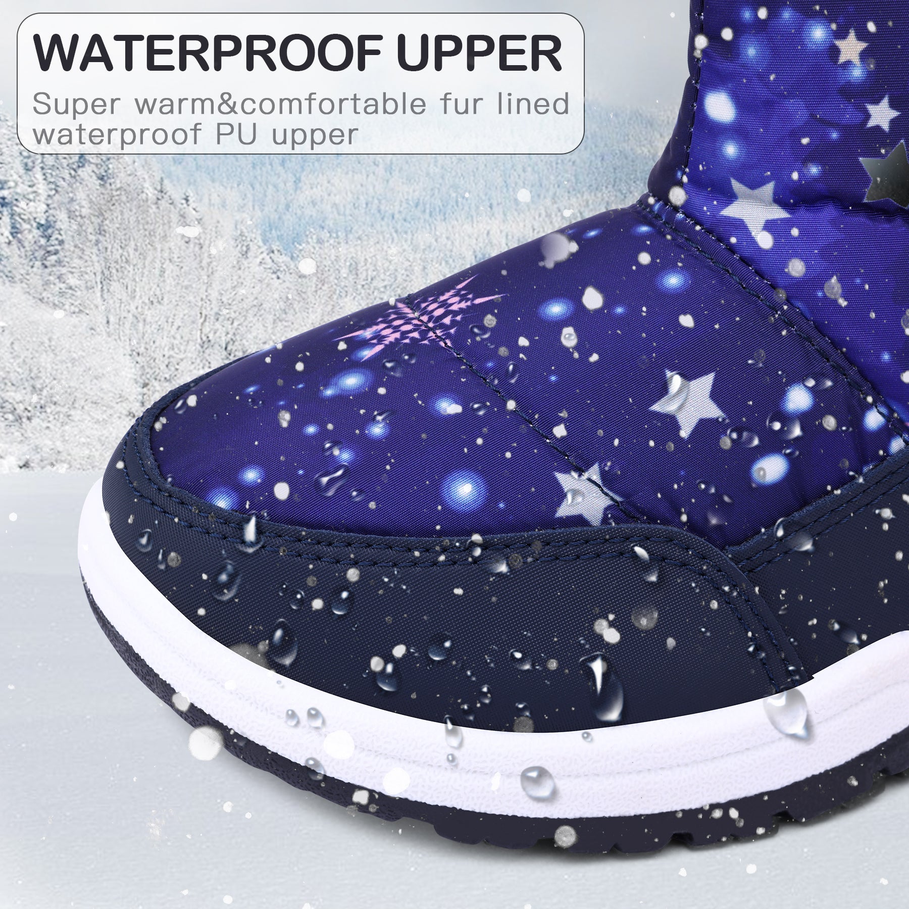 Purple Star Fur Lined Thermal Snow Boots - MYSOFT