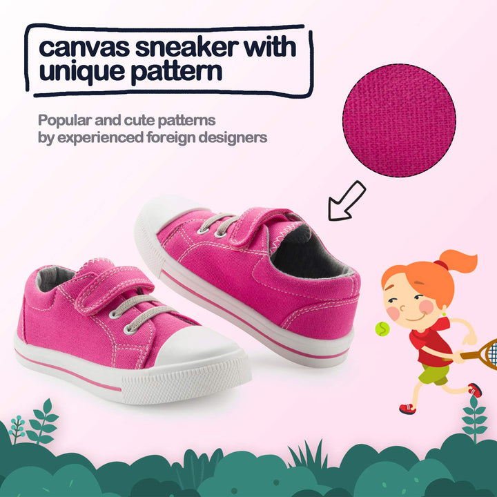 Red/Pink Single Hook and Loop Canvas Sneakers