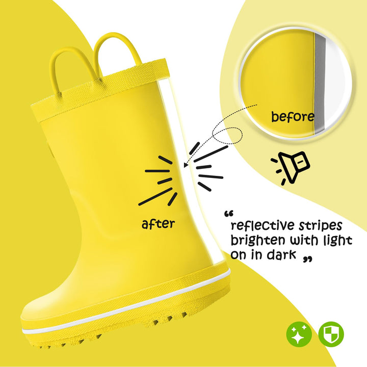 Solid Color Green Handle Rubber Rain Boots