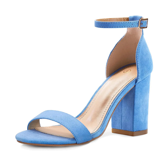 Bright Open Toe Ankle Strap 3.5" Heeled Sandals