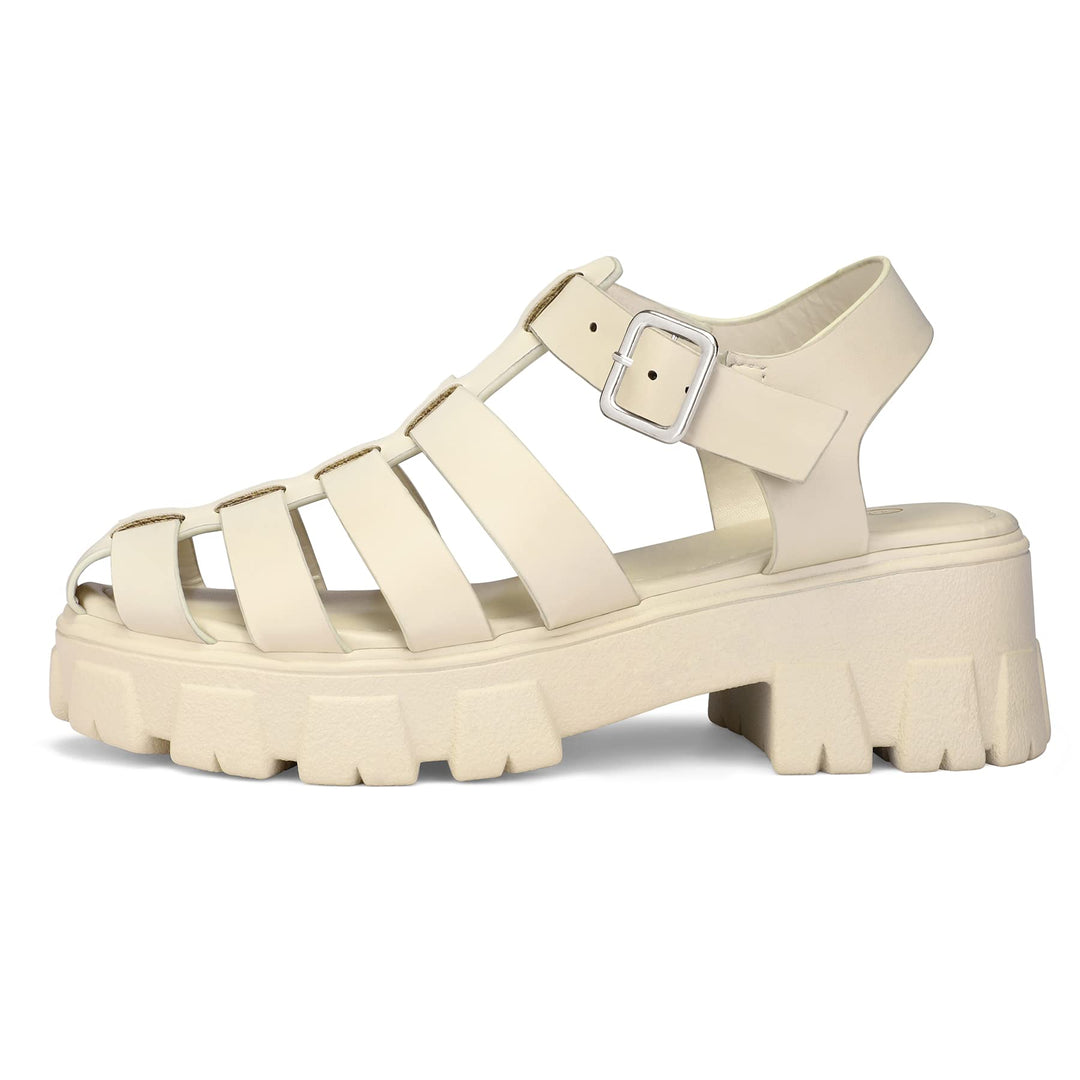 Roman Braid Platform Ankle Strap Cutout Sandals