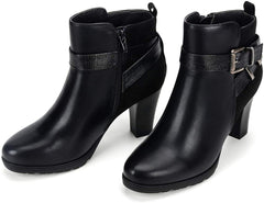 Double Buckle Chunky Heel Ankle Boots