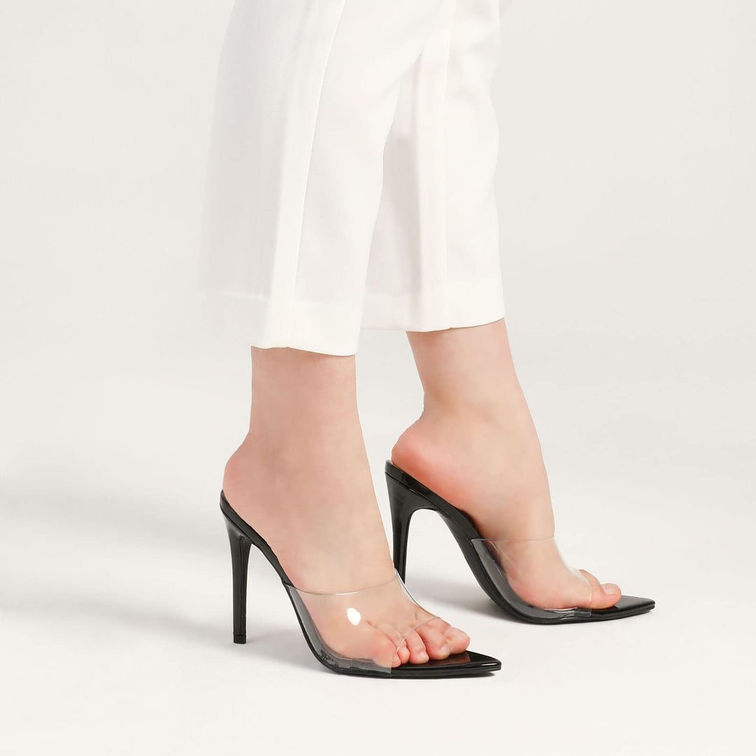 Pointed Toe Transparent Strap High Heel Sandals