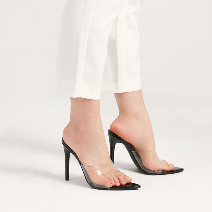 Pointed Toe Transparent Strap High Heel Sandals