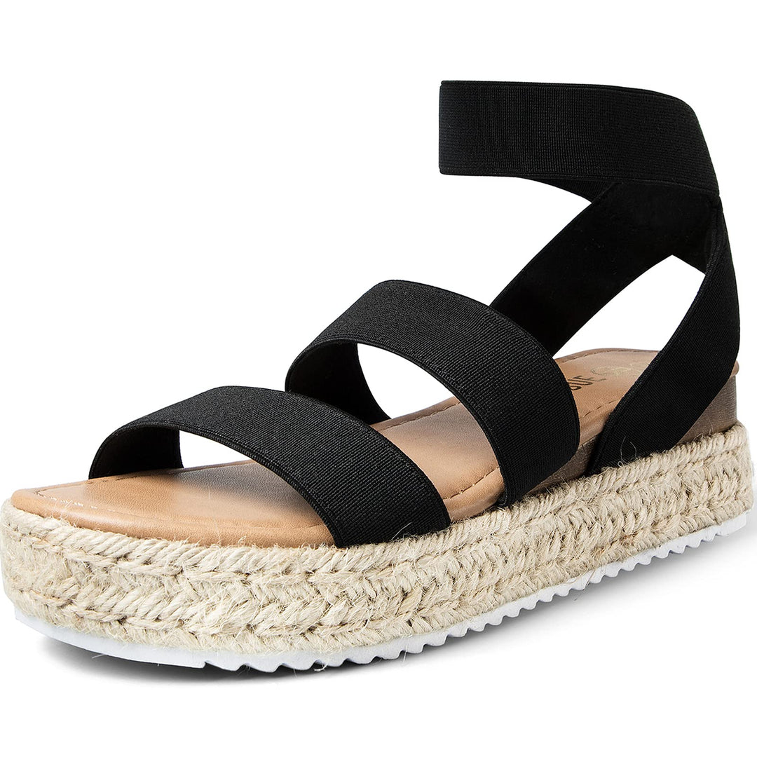 Wedge Ankle Strap Open Toe Elastic Sandals