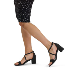 Simple Fashion Rhinestone Square Heel Sandals