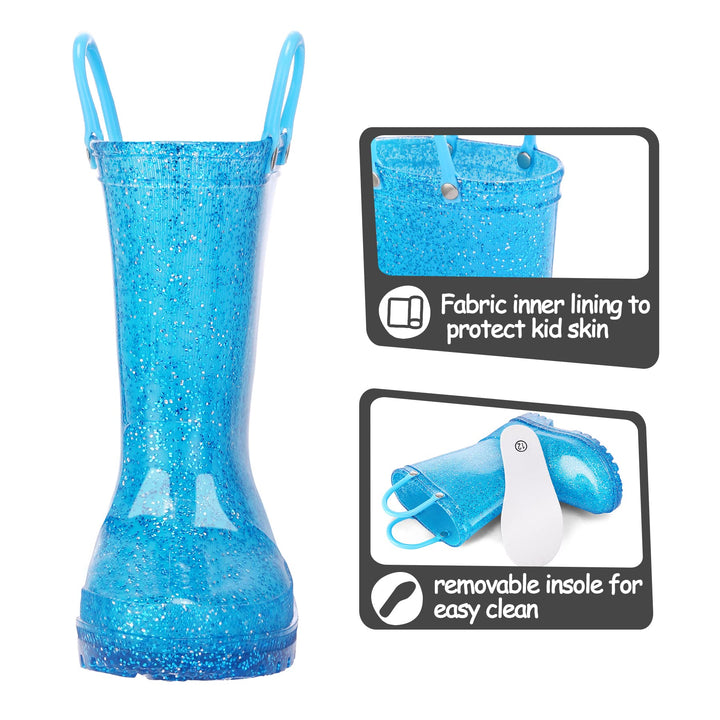 Glitter Easy-On Handle Kids Rain Boots