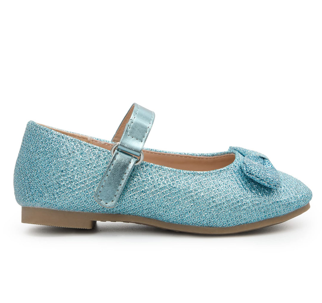 Girls Dress Shoes-Sequined Mary Jane Flats with Bow Tie