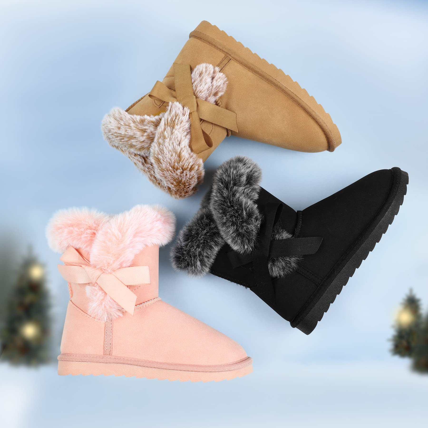 Bow Tie Warm Fur Lined Snow Boots