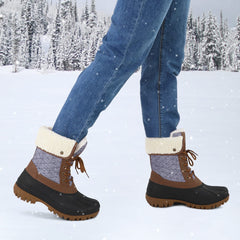 Winter Warm Lace-Up Duck Leather Boots