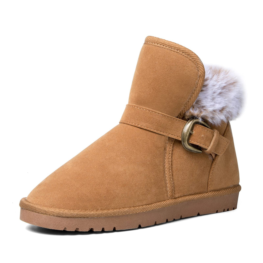 Classic Mid-calf Fur Lining Snow Boots Brown