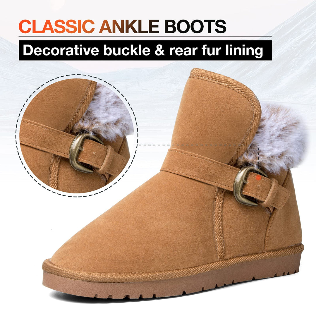 Classic Mid-calf Fur Lining Snow Boots Brown
