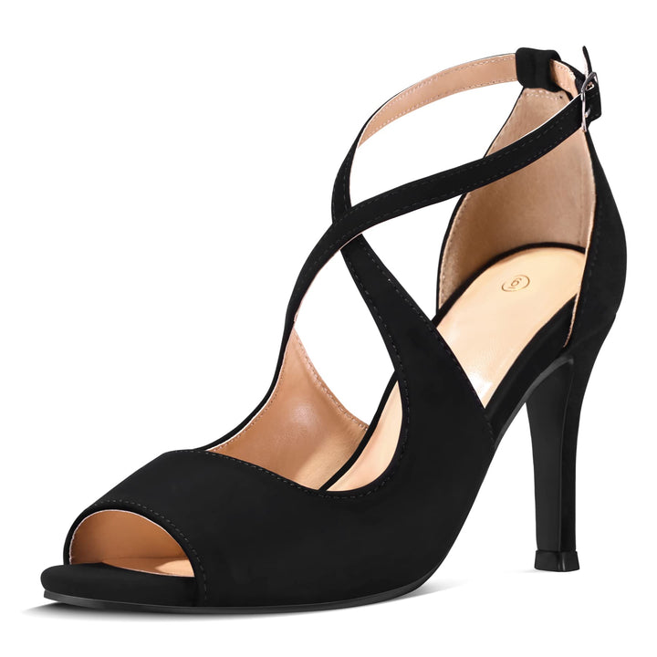 Open Toe Crossover Heeled Sandals