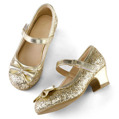 Kids Dress Shoes-Low Heel Sequined Mary Jane Flats