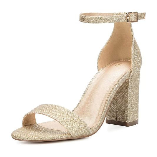 Glitter 3.5 Inch Block Heel Sandals