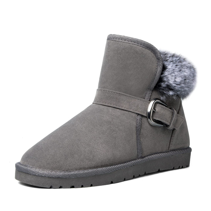 Classic Mid-calf Fur Lining Snow Boots Grey