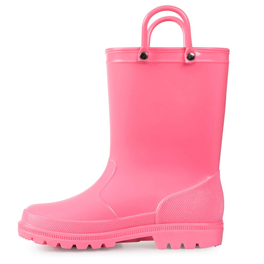 Solid Color Easy-on Handle Rubber Rain Boots
