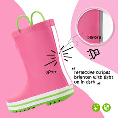Solid Color Green Handle Rubber Rain Boots