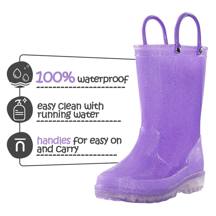 Pink/Purple/Silver Glitter Rubber Rain Boots