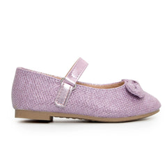 Girls Dress Shoes-Sequined Mary Jane Flats with Bow Tie