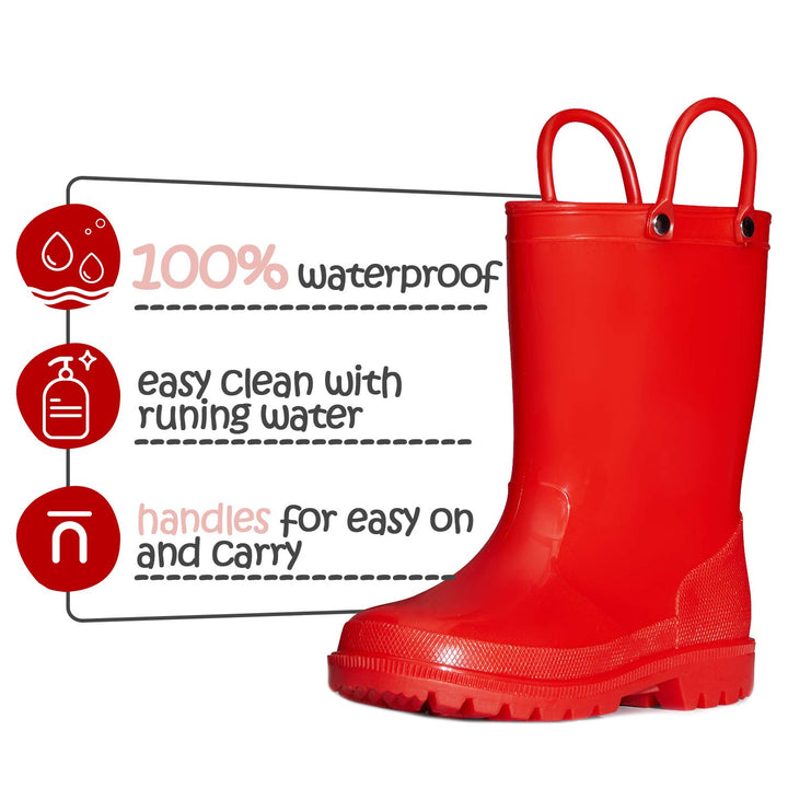 Solid Color Easy-on Handle Rubber Rain Boots