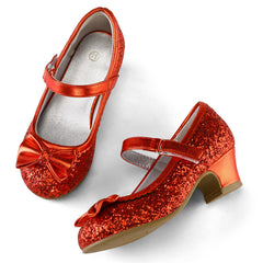 Kids Dress Shoes-Low Heel Sequined Mary Jane Flats