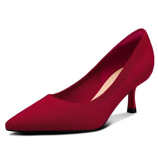 Dark 2" Kitten Heel Pointed Toe Dress Shoes Red