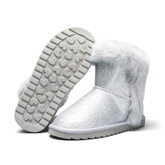 Silver Glitter Winter Warm Snow Boots