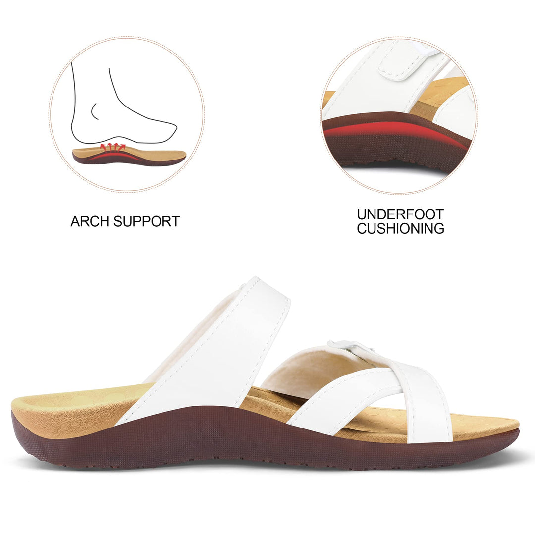 Orthopedic Arch Support Flip Flop Sandals White