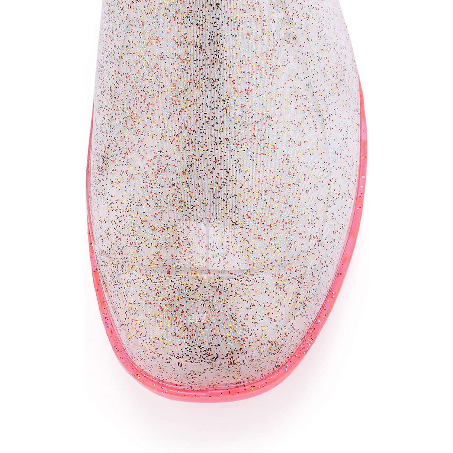 Silver Glitter Pink Sole Tall Waterproof Rain Boots - MYSOFT