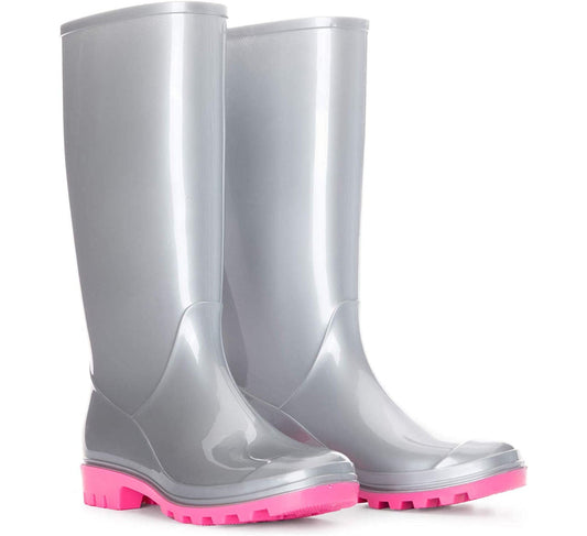 Matte Silver Glitter Rubber Waterproof Tall Rain Boots - MYSOFT