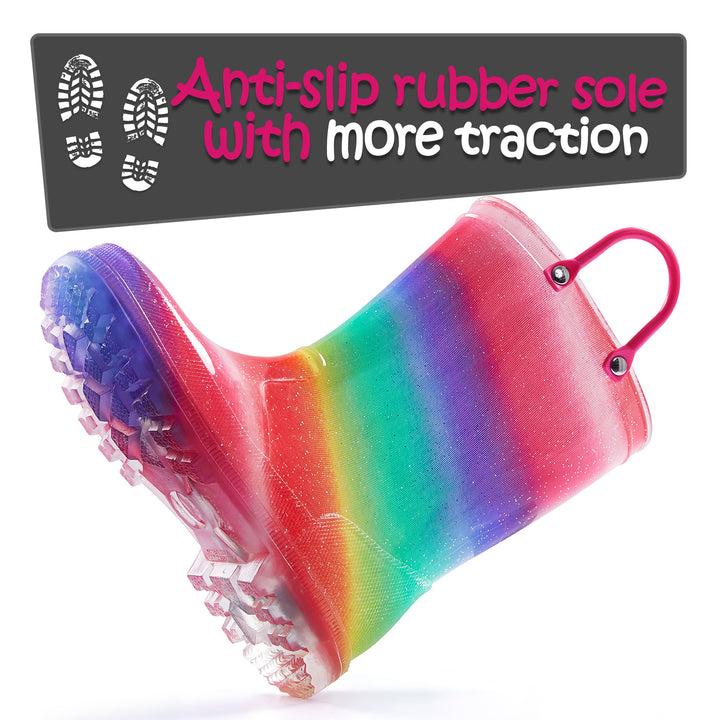 Rainbow Waterproof Lighted Rubber Rain Boots - MYSOFT