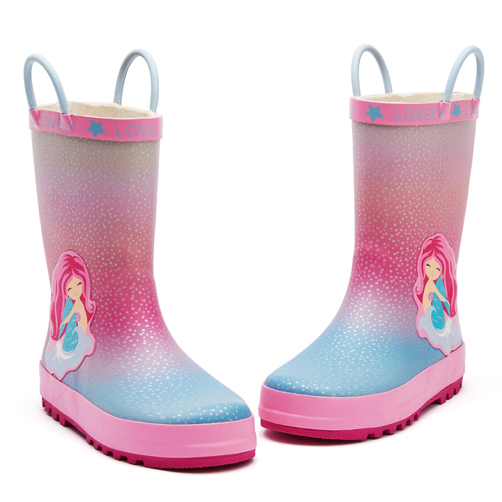 Pink Mermaid Pink and Blue Gradient Rain Boots - MYSOFT