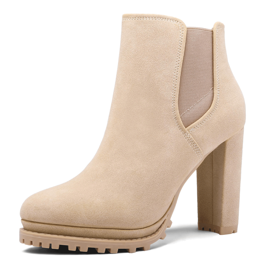 High Heel Chelsea Ankle Boots with Side Zipper - MYSOFT