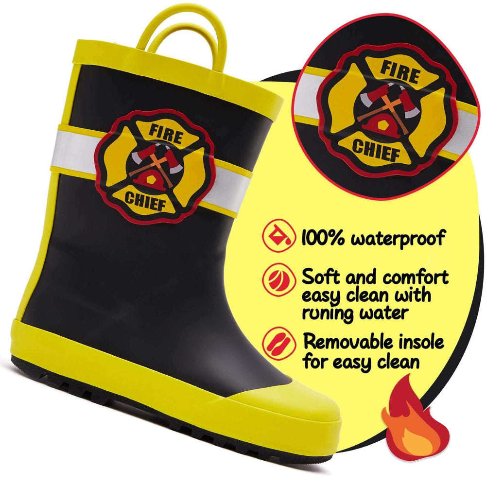 Cool Graphic Waterproof Black Rubber Rain Boots - MYSOFT