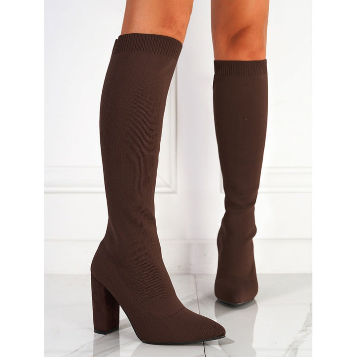Mysoft Block Heel Stretchy Over The Knee Sock Boots