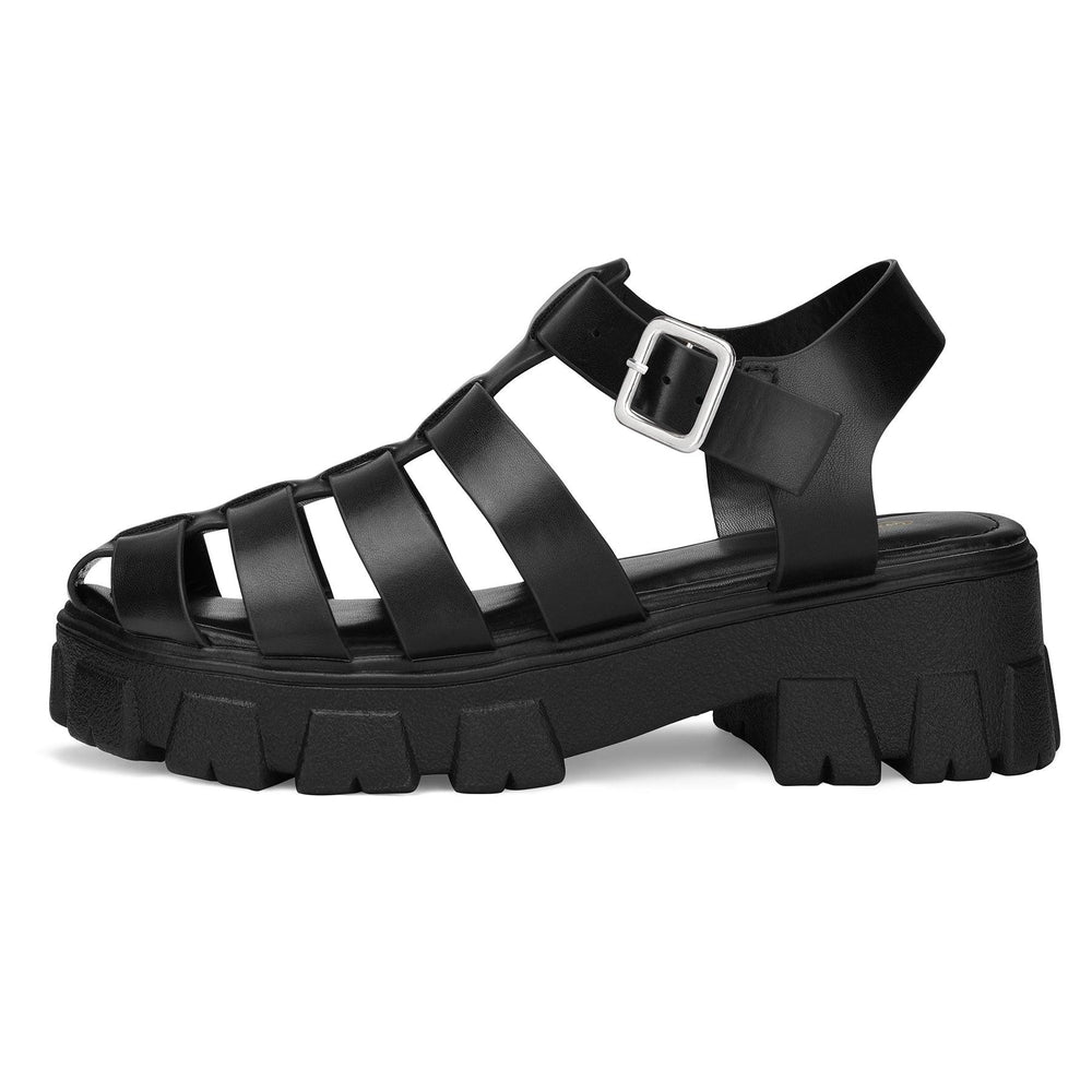 Roman Braid Platform Ankle Strap Cutout Sandals - MYSOFT