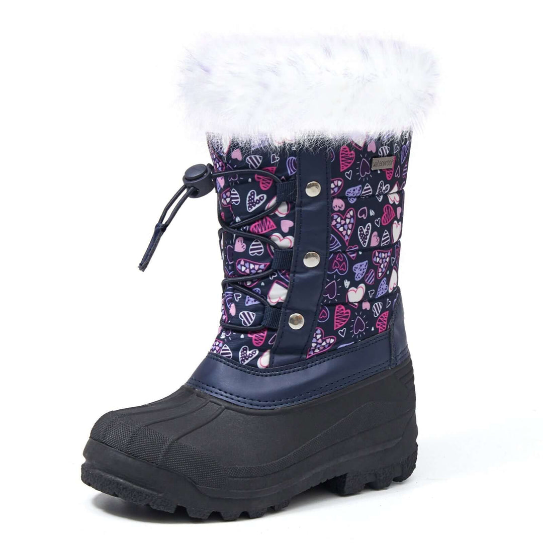 Navy Heart Fur Collar Insulated Snow Boots - MYSOFT