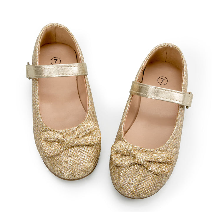Sequined Mary Jane Flats with Bow Tie - MYSOFT