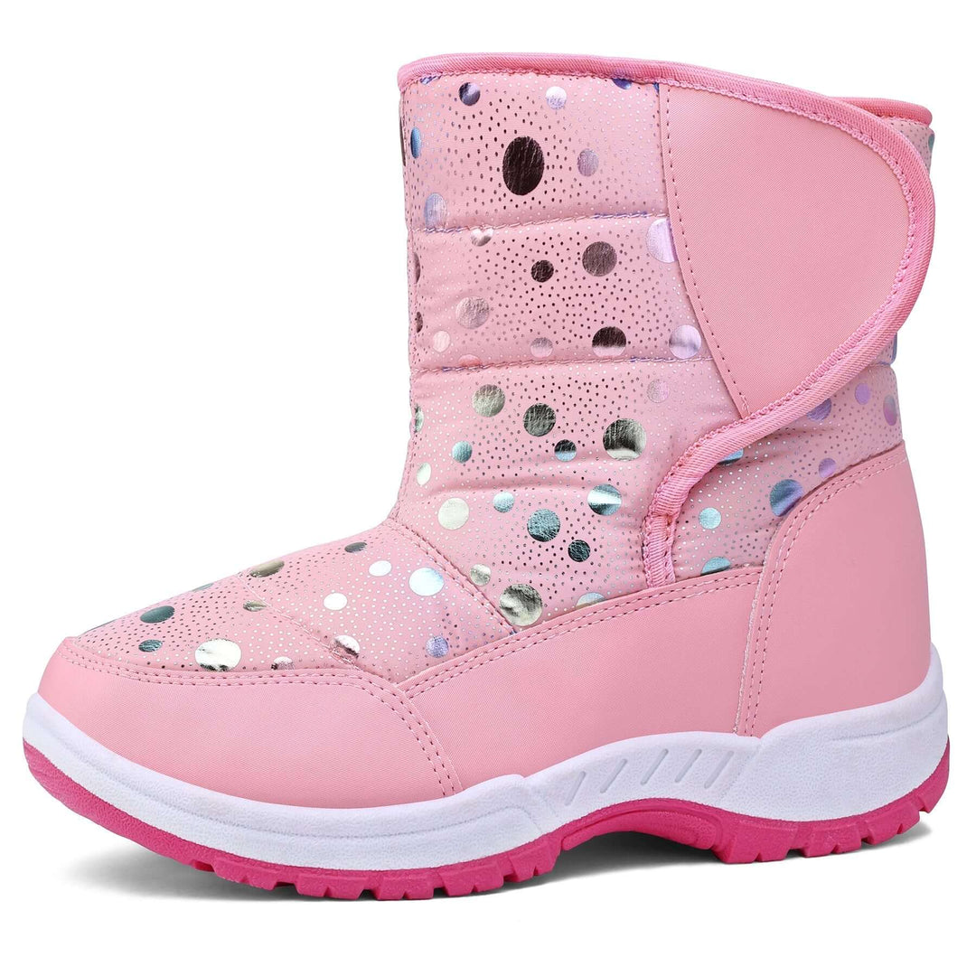 Pink Silver Dot Waterproof Non-slip Snow Boots - MYSOFT