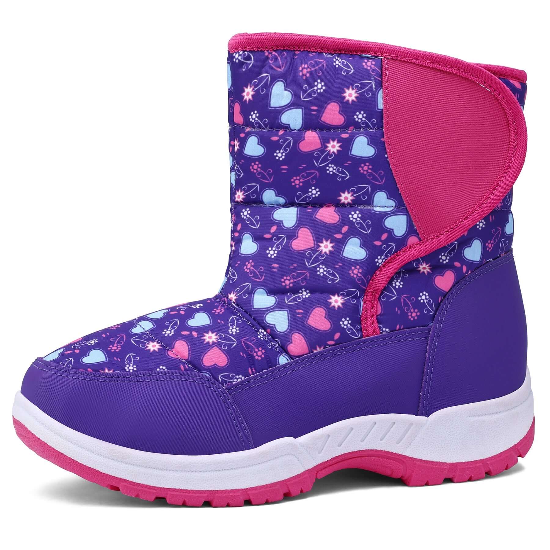 Purple Heart Fur Lined Waterproof Snow Boots - MYSOFT